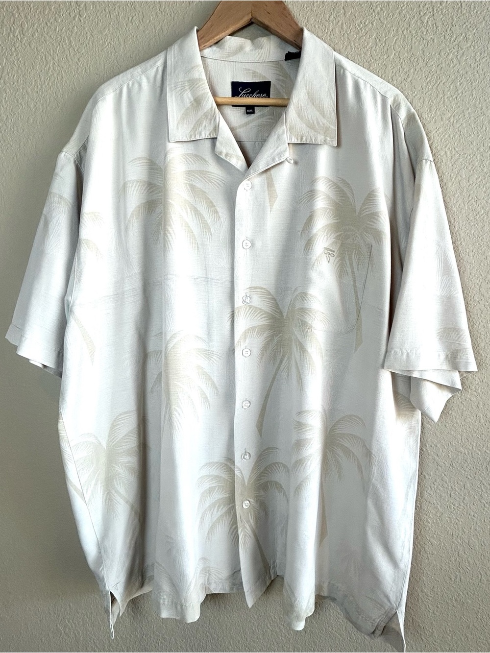 Lucchese 100% Silk Neutral Tropical Men’s Shirt Size XXL Vacation Cruise Travel